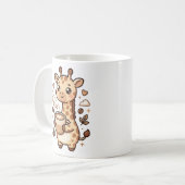 かわいいキリンラテハートマグ - かわいいコーヒー好き コーヒーマグカップ (正面左)
