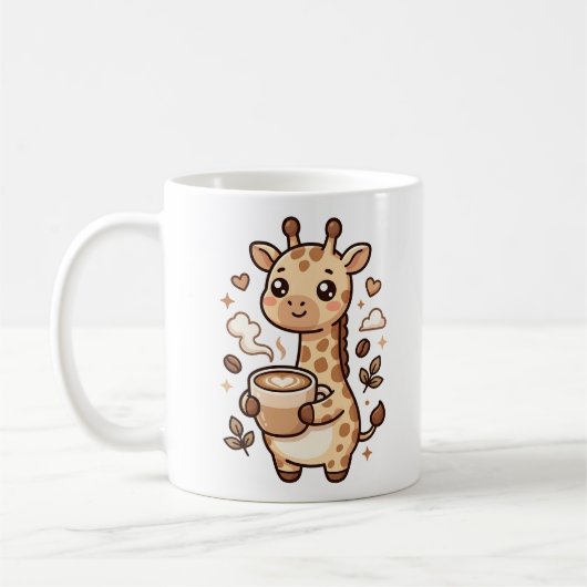 かわいいキリンラテハートマグ - かわいいコーヒー好き コーヒーマグカップ (左)