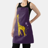 かわいいキリンローラースケートで滑る紫 エプロン (インサイチュ)