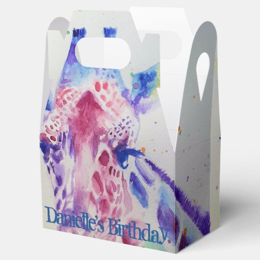 かわいいキリン動物園の動物のお誕生日ケーキお願いボックス フェイバーボックス (オープン)