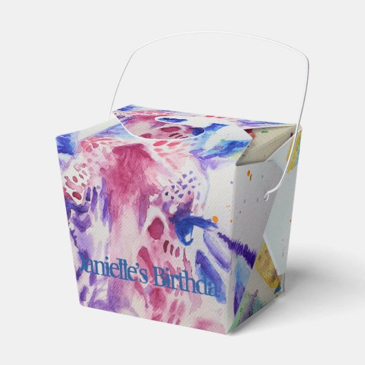 かわいいキリン動物園の動物のお誕生日ケーキお願いボックス フェイバーボックス (正面サイド)