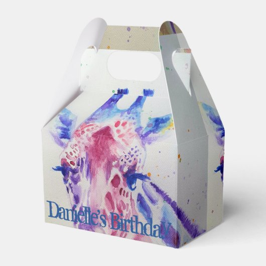 かわいいキリン動物園の動物のお誕生日ケーキお願いボックス フェイバーボックス (正面サイド)