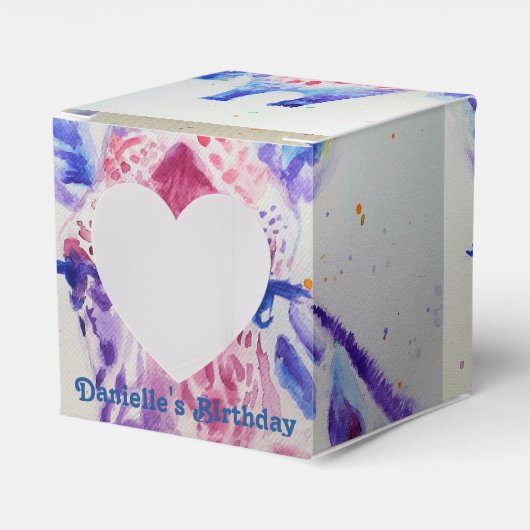 かわいいキリン動物園の動物のお誕生日ケーキお願いボックス フェイバーボックス (正面サイド)