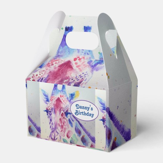 かわいいキリン動物園の動物のお誕生日ケーキお願いボックス フェイバーボックス (正面サイド)