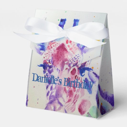 かわいいキリン動物園の動物のお誕生日ケーキお願いボックス フェイバーボックス (正面サイド)