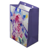 かわいいキリン動物園の動物のパターン水色 ミディアムペーパーバッグ (裏面アングル)