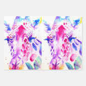 かわいいキリン動物園の動物のパターン水色 ラッピングペーパーシート (正面)