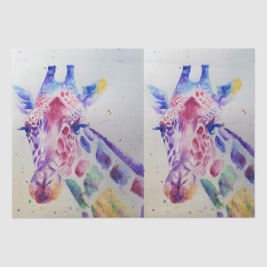 かわいいキリン動物園の動物のパターン水色 薄葉紙 (正面)