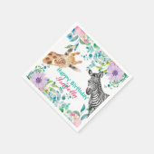 かわいいキリン動物園の動物ジャングルフローラ誕生日 スタンダードカクテルナプキン (角)