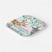 かわいいキリン動物園の動物ジャングルフローラ誕生日 ペーパープレート (傾斜あり)