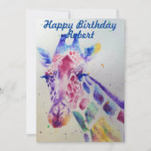 かわいいキリン動物園の動物誕生日子供招待状 招待状 (正面)