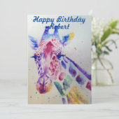 かわいいキリン動物園の動物誕生日子供招待状 招待状 (スタンド正面)