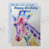 かわいいキリン動物園の動物誕生日子供招待状 招待状 (正面/裏面)