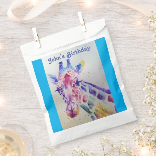 かわいいキリン動物園パーティー名札袋 フェイバーバッグ (クリップ留めされた状態)