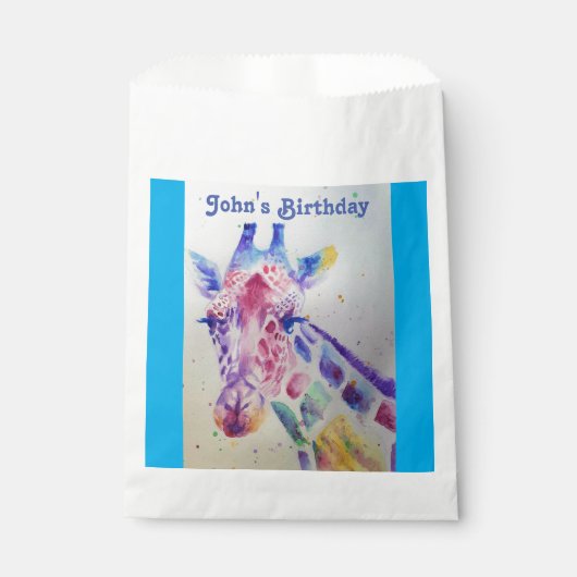 かわいいキリン動物園パーティー名札袋 フェイバーバッグ (正面)