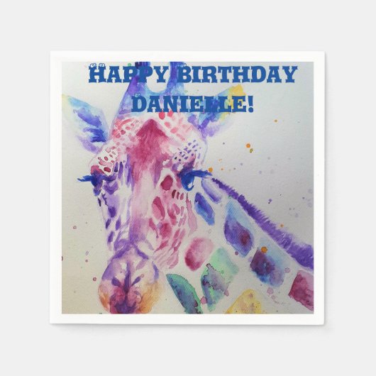 かわいいキリン動物園装飾ナプキン スタンダードカクテルナプキン (正面)
