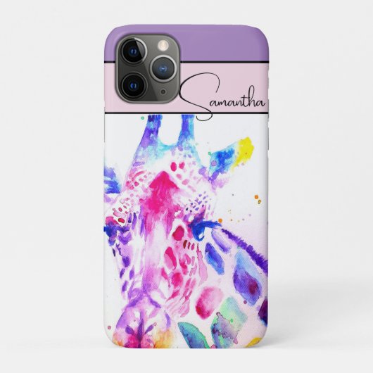 かわいいキリン動物紫水彩画のフォン Case-Mate iPhoneケース (裏)