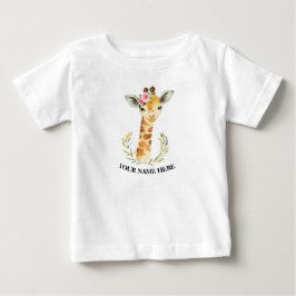 かわいいキリン動物1st最初の女の子の誕生日ボホ ベビーTシャツ