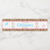 かわいいキリン双子ベビーシャワーパーティー ペットボトルラベル (シングルラベル)