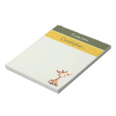 かわいいキリン名前をカスタムするグリーンキッズ ノートパッド (回転)