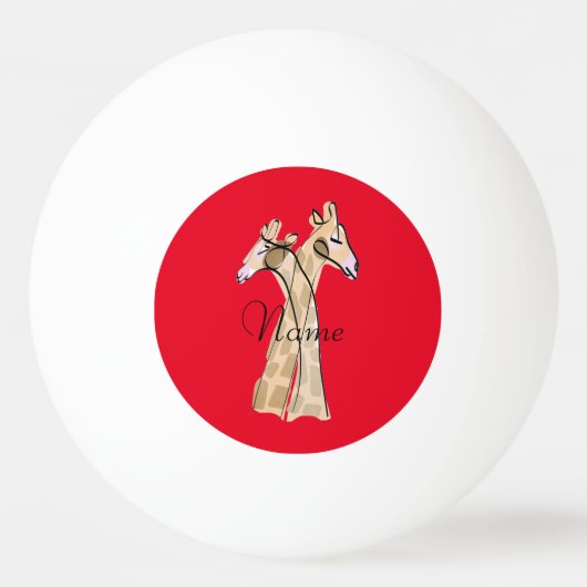 かわいいキリン夫婦サンダー_コーブ 卓球ボール (正面)