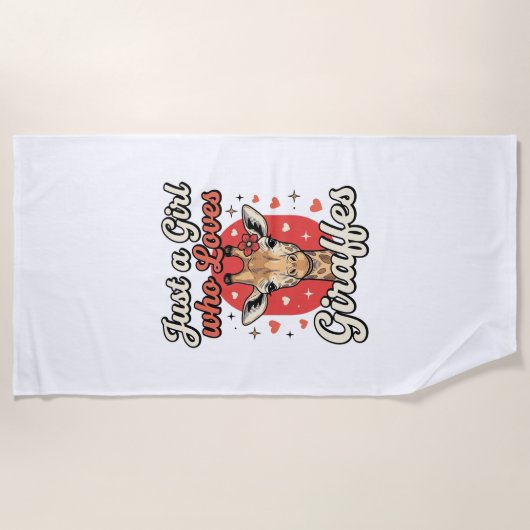 かわいいキリン好きビンテージ女子Tシャツデザイン_1 ビーチタオル (正面)