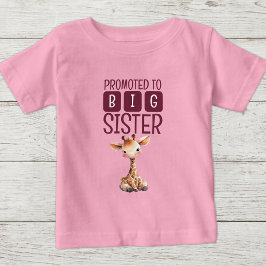 かわいいキリン姉妹ピンク ベビーTシャツ