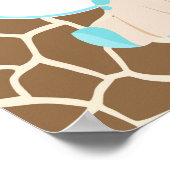 かわいいキリン少年ブルーベビーシャワー ポスター (角)