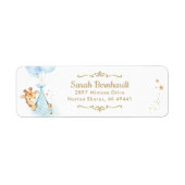 かわいいキリン少年ベビーシャワー差出人住所ラベル ラベル (正面)