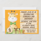 かわいいキリン幼児の誕生日 招待状 (正面)