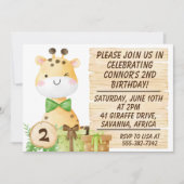 かわいいキリン幼児の誕生日 招待状 (正面)