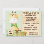 かわいいキリン幼児の誕生日 招待状 (正面)
