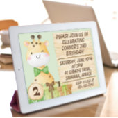 かわいいキリン幼児の誕生日 招待状