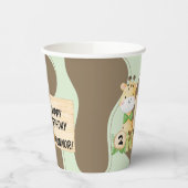 かわいいキリン幼児の誕生日 紙コップ (左)