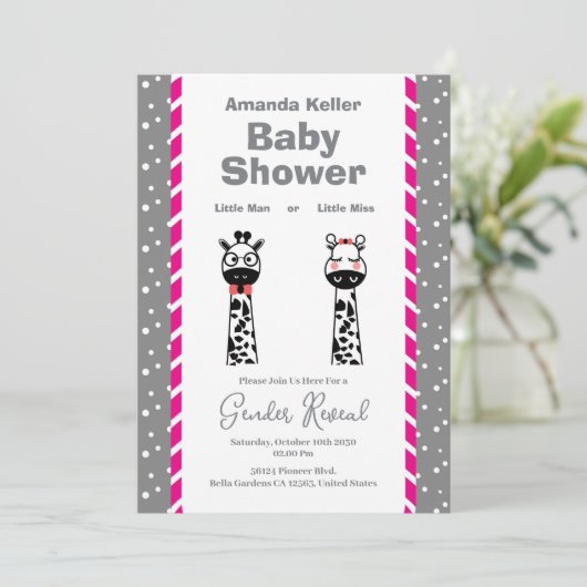 かわいいキリン性別リビール招待状 招待状 (スタンド正面)