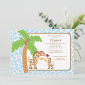 かわいいキリン母と男の赤ちゃん赤ちゃんシャワー 招待状 (スタンド正面)