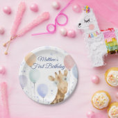 かわいいキリン気球ボーイファースト誕生日 ペーパープレート (パーティー)