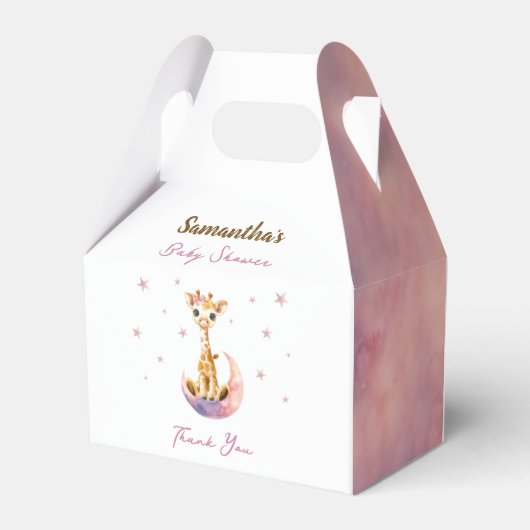 かわいいキリン水彩少女ベビーシャワーお気に入りボックス フェイバーボックス (裏面サイド)
