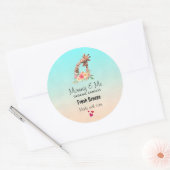 かわいいキリン水彩母とベビーろうそく石鹸 ラウンドシール (封筒)