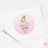 かわいいキリン水彩母とベビーろうそく石鹸 ラウンドシール (封筒)