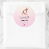 かわいいキリン水彩母とベビーろうそく石鹸 ラウンドシール (バッグ)