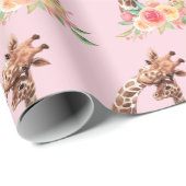 かわいいキリン水彩母とベビーラッピング紙 ラッピングペーパー (ロールコーナー)