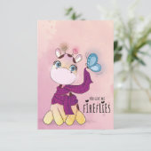 かわいいキリン水彩画 招待状 (スタンド正面)