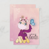 かわいいキリン水彩 招待状 (正面/裏面)