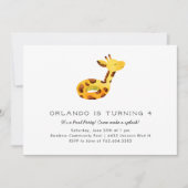 かわいいキリン浮き輪プール誕生日パーティー 招待状 (正面)