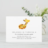 かわいいキリン浮き輪プール誕生日パーティー 招待状 (スタンド正面)