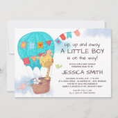 かわいいキリン熱い気球ベビーシャワー 招待状 (正面)