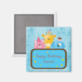 かわいいキリン猫&ドッグパーソナライズされたハッピーバースデー マグネット (正面/裏面)