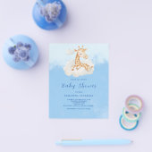 かわいいキリン男の子バジェットベビーシャワー招待状 チラシ (シングル)