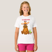 かわいいキリン眼鏡 Tシャツ (正面フル)